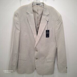 Stafford Khaki Basketweave Cotton Tailored Culture Classic Fit Sport Coat 46L